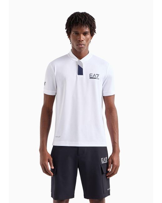 EA7 Tennis Pro Poloshirt Serafino Aus Ventus7-funktionsgewebe in White für Herren
