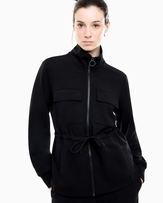 EA7 Black Sweatshirt Regular Fit Stretch Cotton Modal