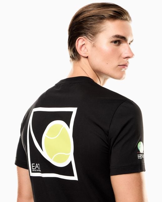 EA7 Internazionali Bnl D'Italia T-Shirt Mit Print, Gefertigt Aus Baumwolle Mit Rundhalsausschnitt in Black für Herren