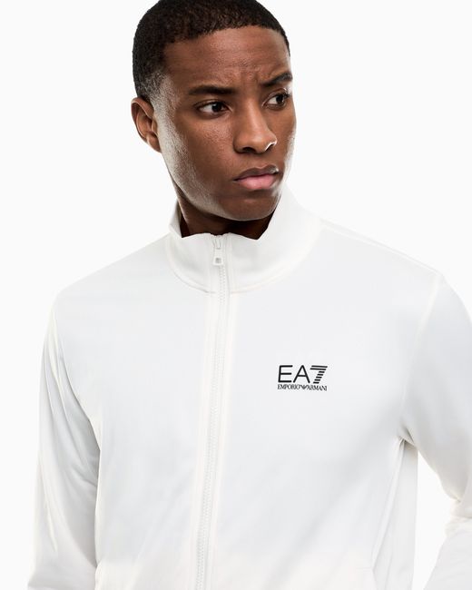 EA7 White Technical-Fabric Core Identity Tracksuit for men