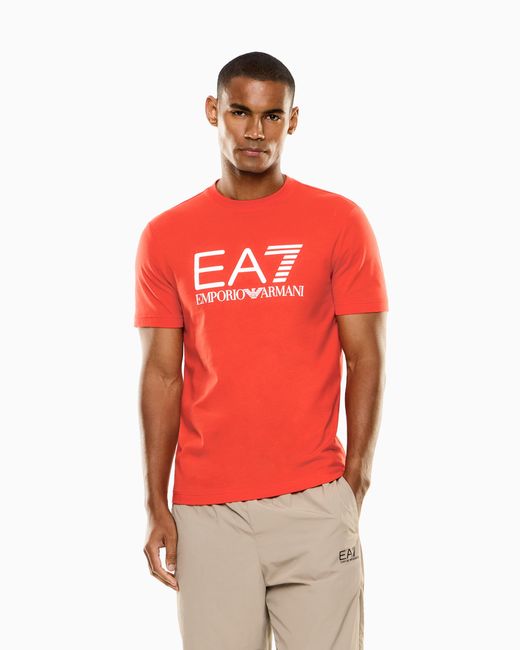 EA7 Red Slim-Fit T-Shirt Core Identity for men