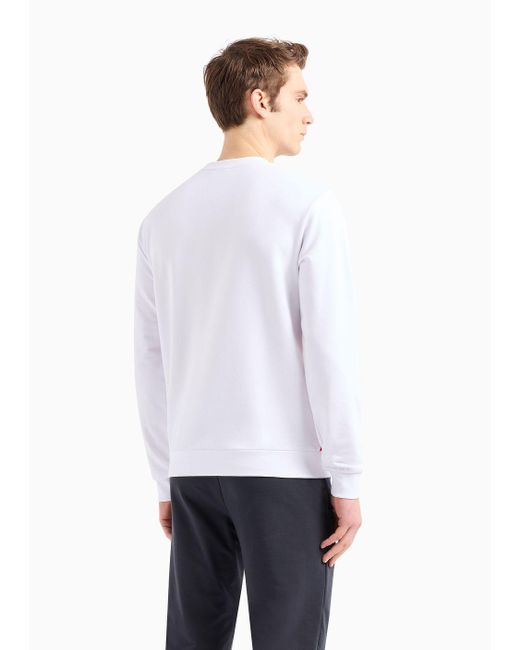 EA7 Summer Block Sweatshirt Mit Rundhalsausschnitt Aus Recycelter Baumwollmischung in White für Herren