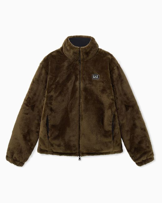EA7 Blue Oversized Reversible Bomber Jacket With Padding for men