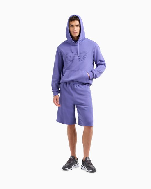 Felpa Con Cappuccio Logo Series di EA7 in Blue da Uomo