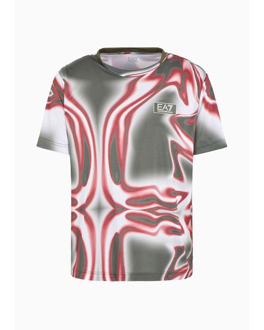 EA7 White Tennis Pro Crew-neck T-shirt In Ventus7 Technical Fabric for men