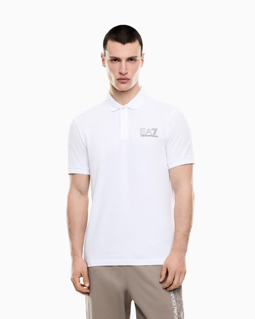 EA7 White Visibility Cotton Jersey T-Shirt for men
