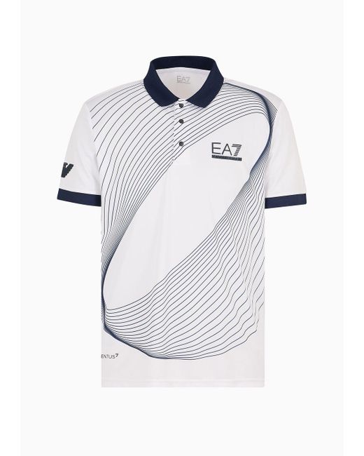 EA7 White Tennis Pro Polo Shirt In Ventus7 Technical Fabric for men
