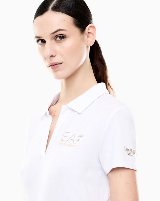 EA7 White Evolution Short-Sleeved Polo Shirt
