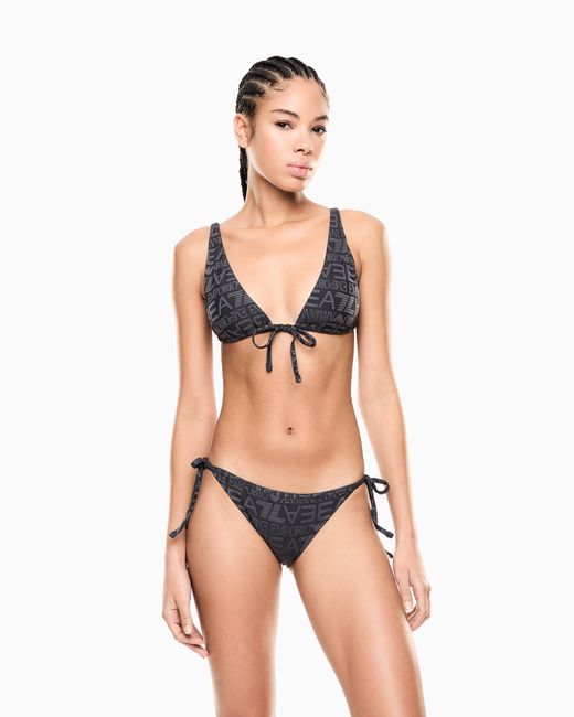 EA7 Black Monogram Triangle Bikini