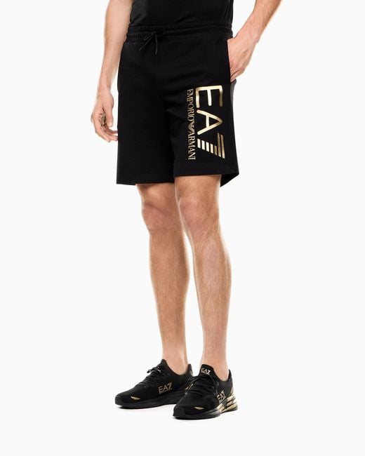 EA7 Black Core Identity Cotton Shorts for men
