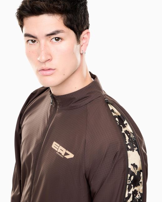 EA7 Brown Oversized Sweatshirt Graphic Series With Full Zip for men