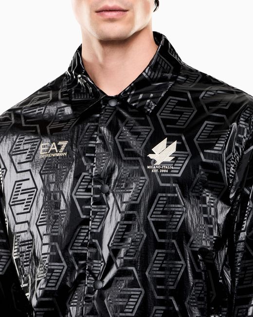 EA7 Black Soccer Shirt Jacket for men
