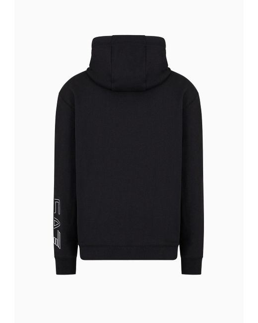 EA7 Black Unisex Core Identity Organic-cotton Hooded Sweatshirt