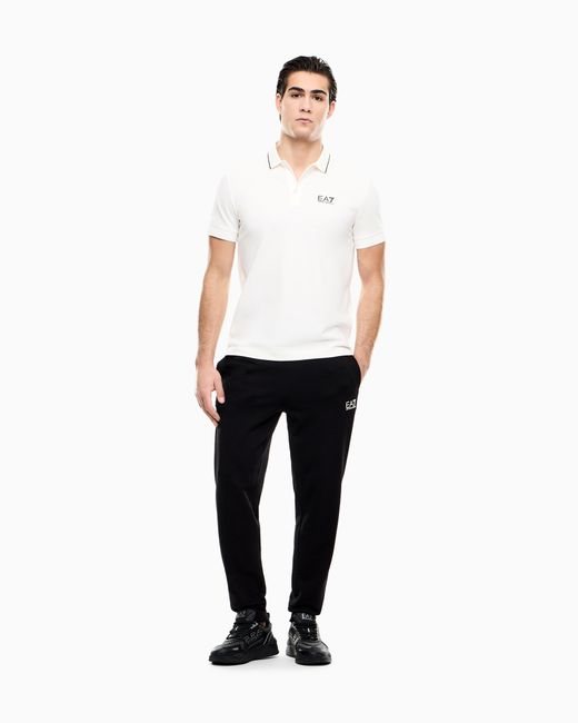 EA7 White Core Identity Stretch-Cotton Piqué Polo Shirt for men