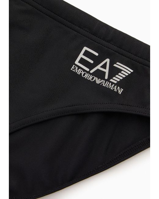 EA7 Black Low-waisted Swim Briefs With Asv Logo for men