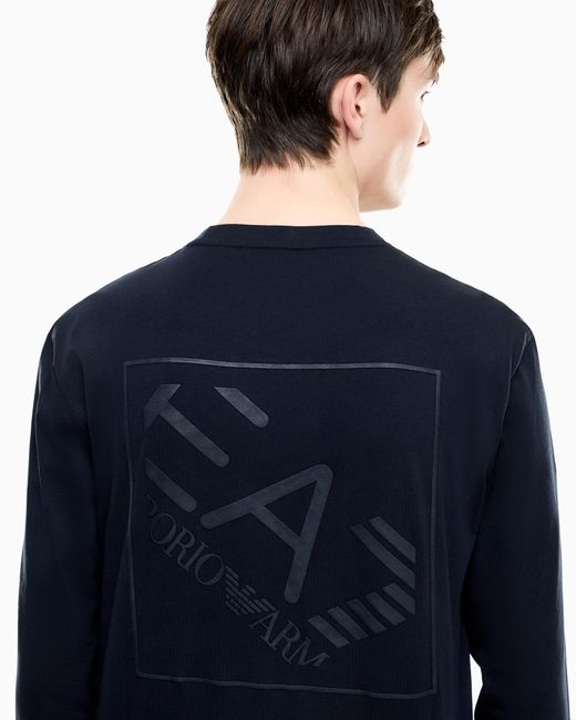 EA7 Blue Logo Series Cotton Jersey Long-Sleeved T-Shirt for men