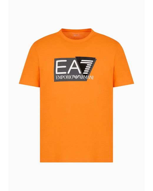 EA7 Visibility T-shirt Aus Baumwollstretch-jersey Mit Kurzen Ärmeln in Orange für Herren