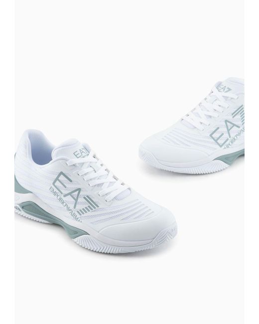 EA7 White Tennis Tech Clay Sneaker
