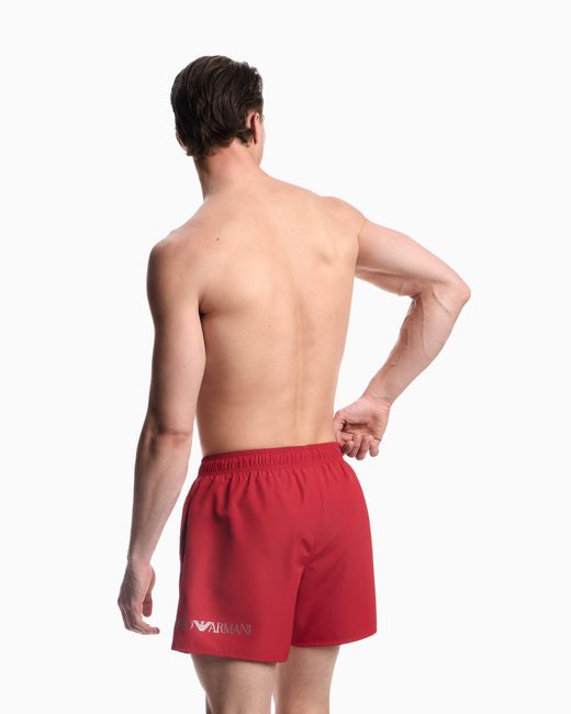 EA7 Red Swim Shorts With A Drawstring Waist And Side Pockets for men