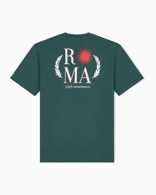 EA7 Green Internazionali Bnl D'Italia Cotton Crew-Neck T-Shirt for men