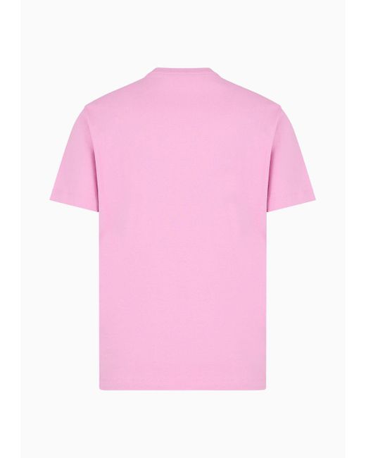 EA7 Pink Unisex Logo Series Cotton Crew-neck T-shirt
