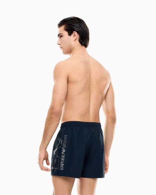 EA7 Blue Bathing Trunks With A Drawstring Waist And Side Pockets for men