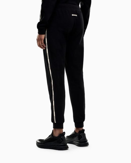 EA7 Black Logo Series Cotton-Blend Joggers for men
