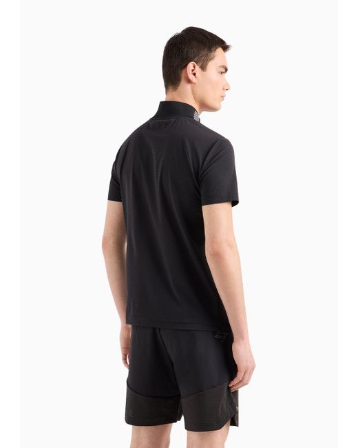 EA7 Black Ventus7 Technical Fabric Golf Club Polo Shirt for men