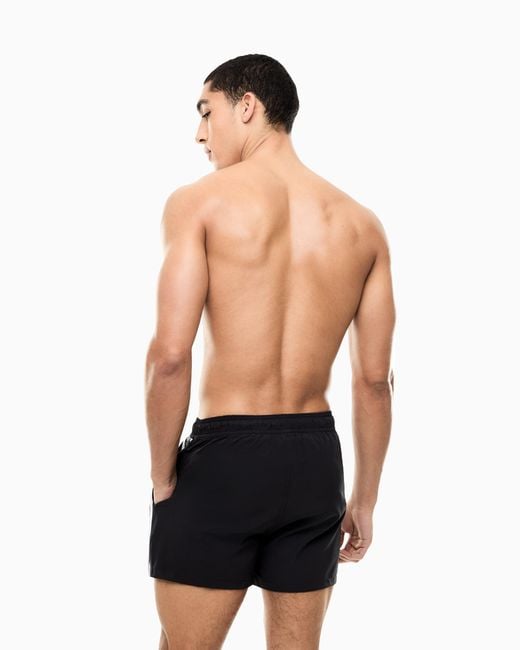 EA7 Black Logo Series Swim Trunks With Logo Tape for men