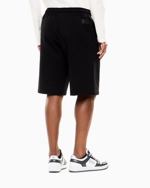 EA7 Black Logo Series Cotton Shorts for men