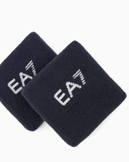 Polsini Spugna Di Cotone Con Logo Tennis Pro di EA7 in Blue
