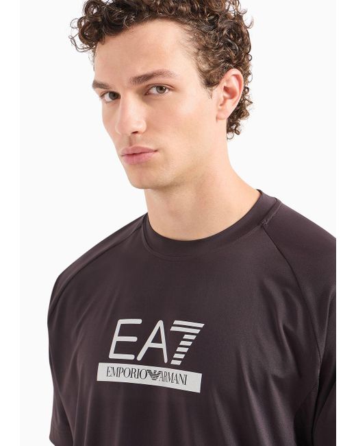 EA7 Black Relaxed Fit T-shirts for men