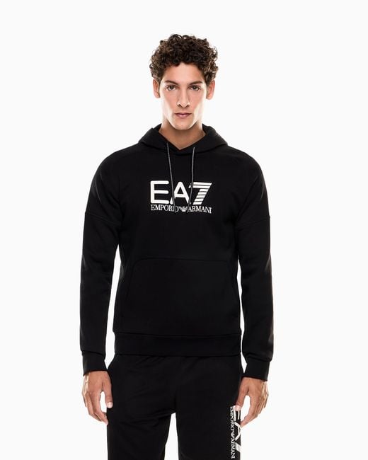 Felpa Con Cappuccio Visibility di EA7 in Black da Uomo