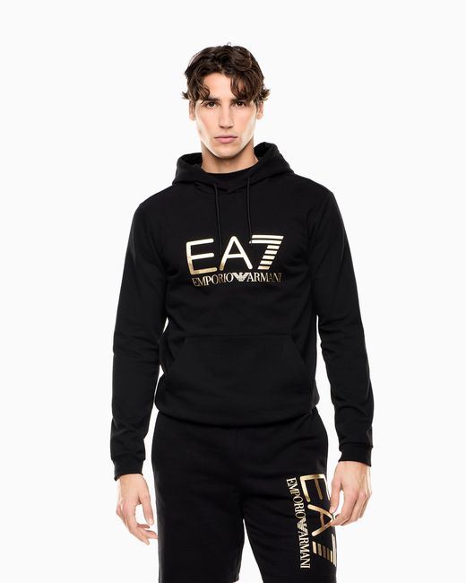 EA7 Black Slim Fit Hoodie Core Identity for men