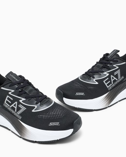 EA7 White Sneaker Crusher Sonic Mesh With Dual-Density Cushioning