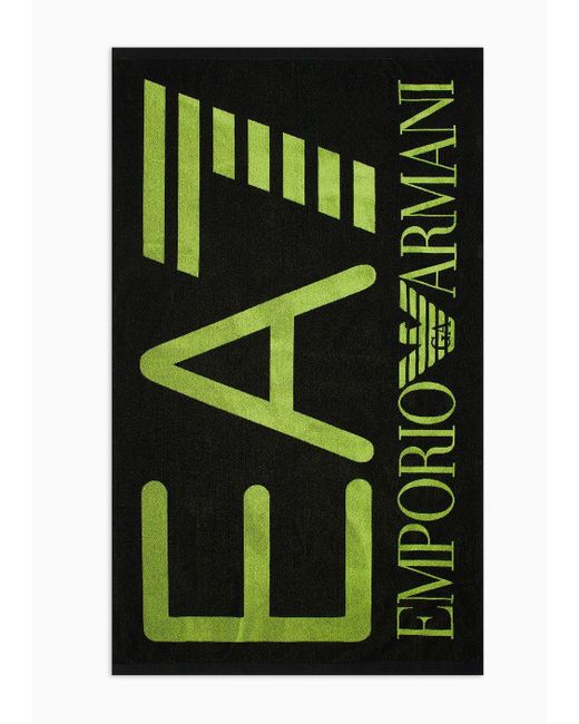 EA7 Green Beach Towel With Oversized Logo