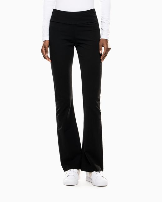 EA7 Black Stretch Leggings With High Waist And Bootcut Fit Core Lady