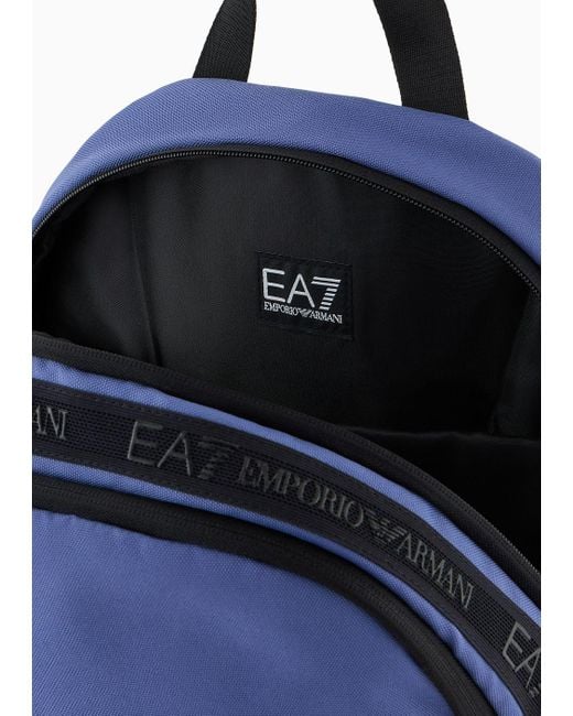 EA7 Runder Logo Series Rucksack Aus Funktionsgewebe in Blue für Herren