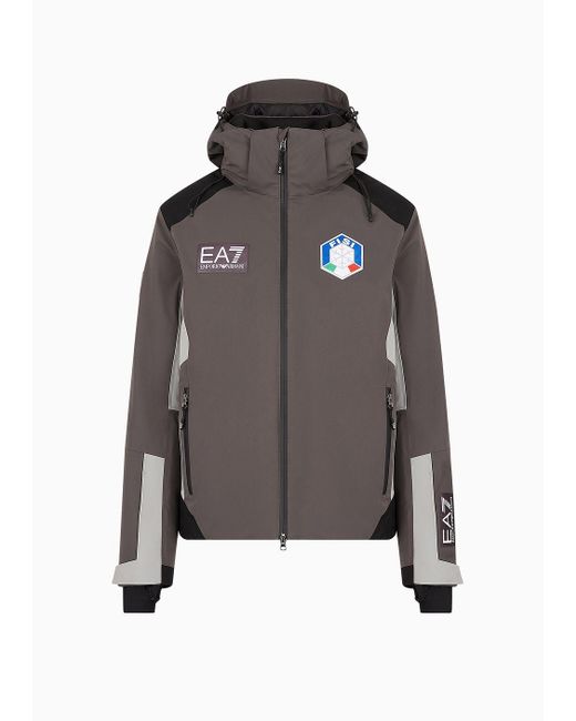 EA7 Gray Fisi Collection Protectum7 Technical Fabric Ski Jacket for men