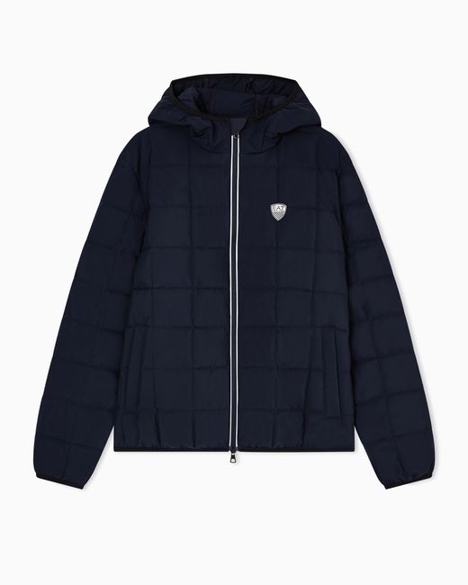 EA7 Blue Premium Shield Hooded Jacket for men