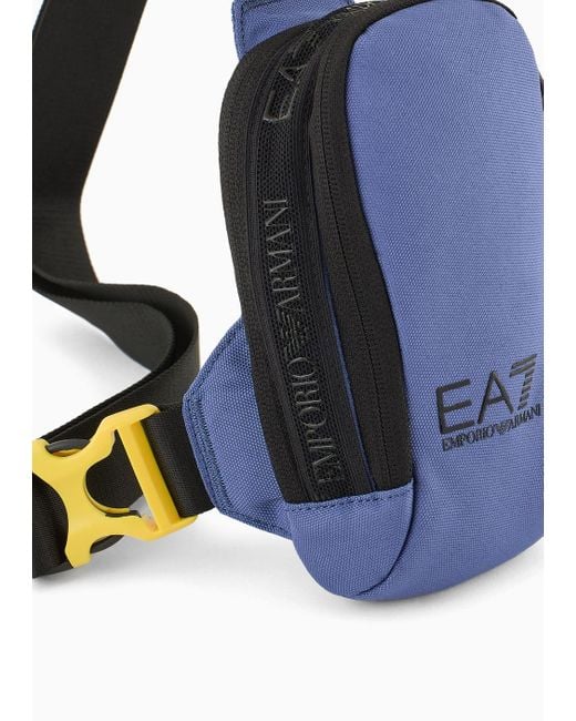 EA7 Blue Logo Series Technical Fabric Round Mini Backpack for men