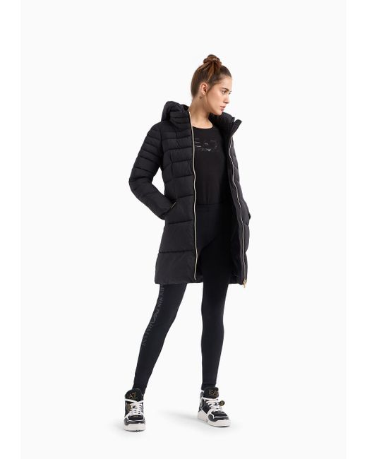 EA7 Winter Jackets Hooded Pea Coat With Calidum7 Padding Armani  Sustainability Values in Black | Lyst