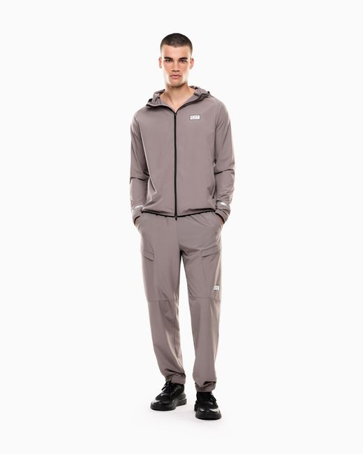 EA7 Brown Dynamic Athlete Zip-Up Sweatshirt for men