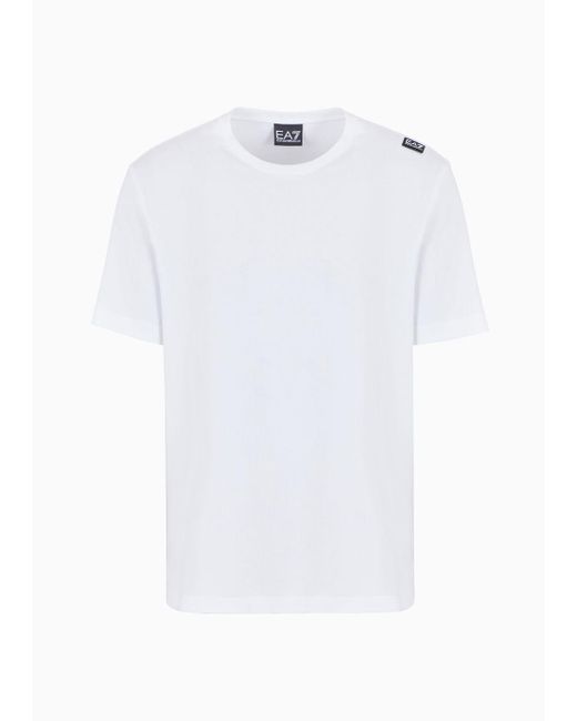 EA7 White Logo Series Cotton Crew-neck T-shirt for men