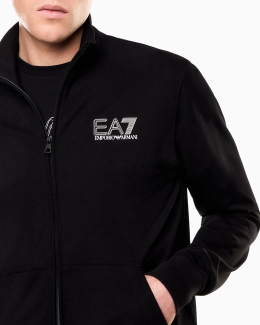 EA7 Blue Visibility Pure Cotton Zip-Up Tracksuit for men