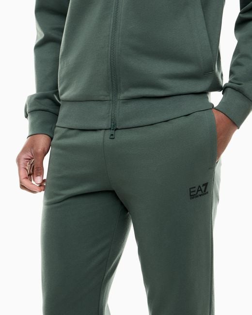 EA7 Green Cotton Suit With A Stand Collar And Zip Core Identity for men
