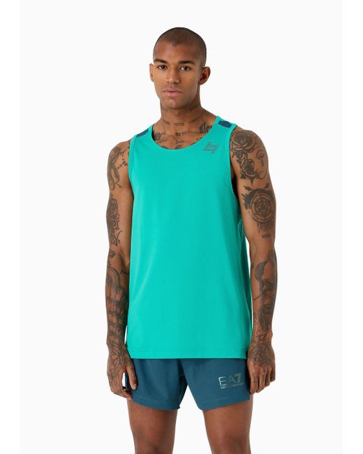 EA7 Green Dynamic Athlete Tank Top In Ventus7 Technical Fabric for men