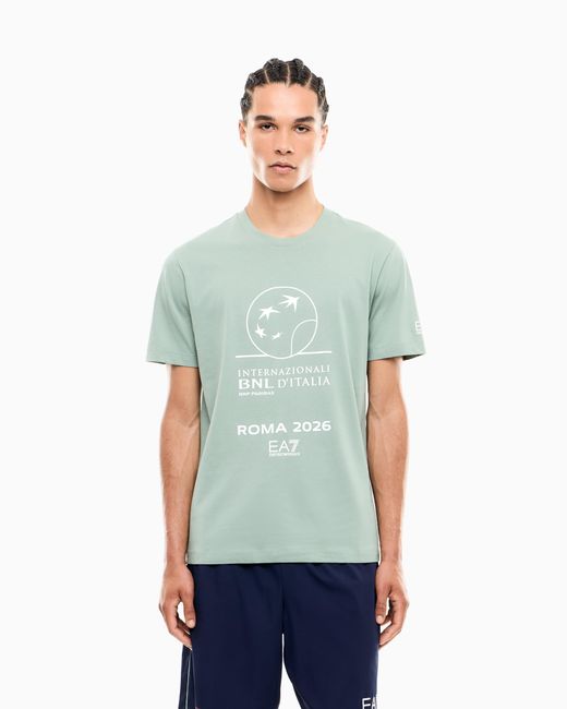 EA7 Blue Internazionali Bnl D'Italia Cotton Crew-Neck T-Shirt for men