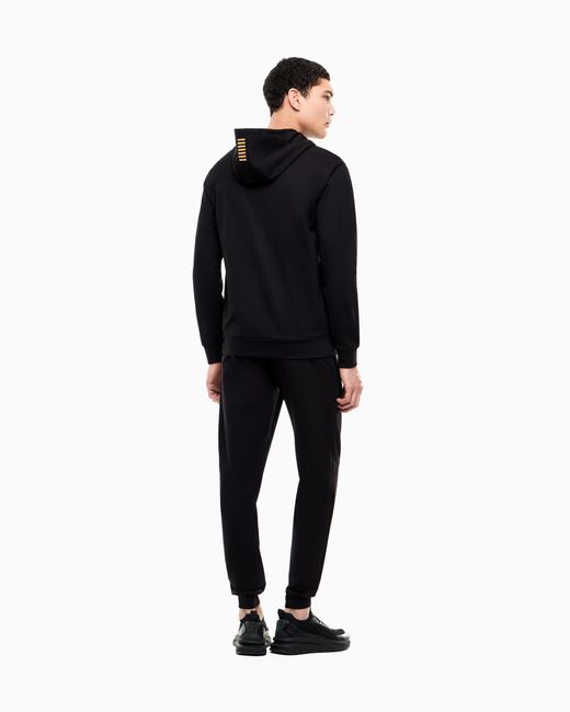 EA7 Black Cotton Business Suit With Hoodie And Joggers Core Identity for men