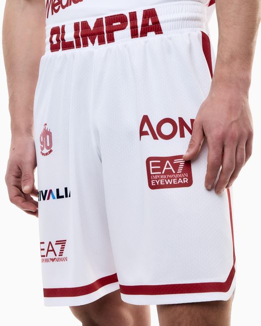 EA7 White Olimpia Milano Championship 25/26 Replica Shorts for men